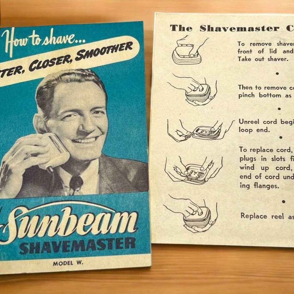 Sunbeam Shavemaster Model W Instruction Booklet Vintage 50s Shaving Manual